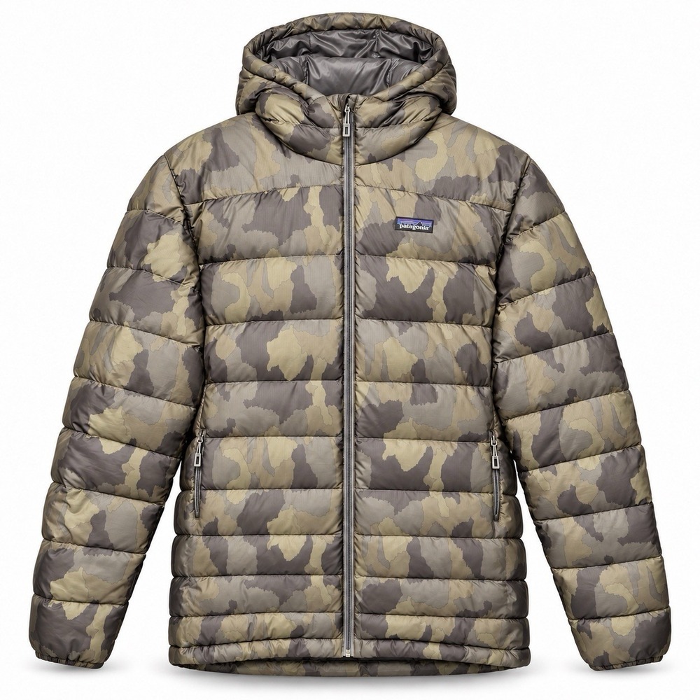 Patagonia Hi-Loft Down Hoody Men's L Bunker Camo 600 Fill Puffer FA18